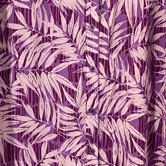 Catherines Button Front Top Plus Size 2x Purple Tropical Palm Tunic Beach Resort - Picture 6 of 9